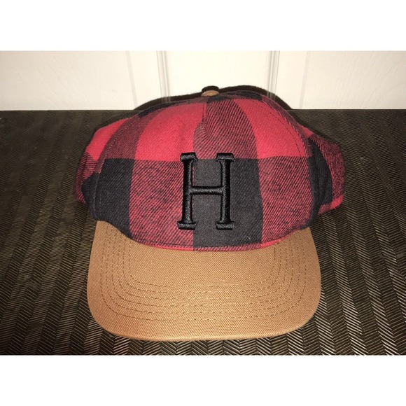 HUF Wool SnapBack Hat, Baseball Cap, Skater, Trucker, Red Buffalo Check USA - Picture 11 of 15